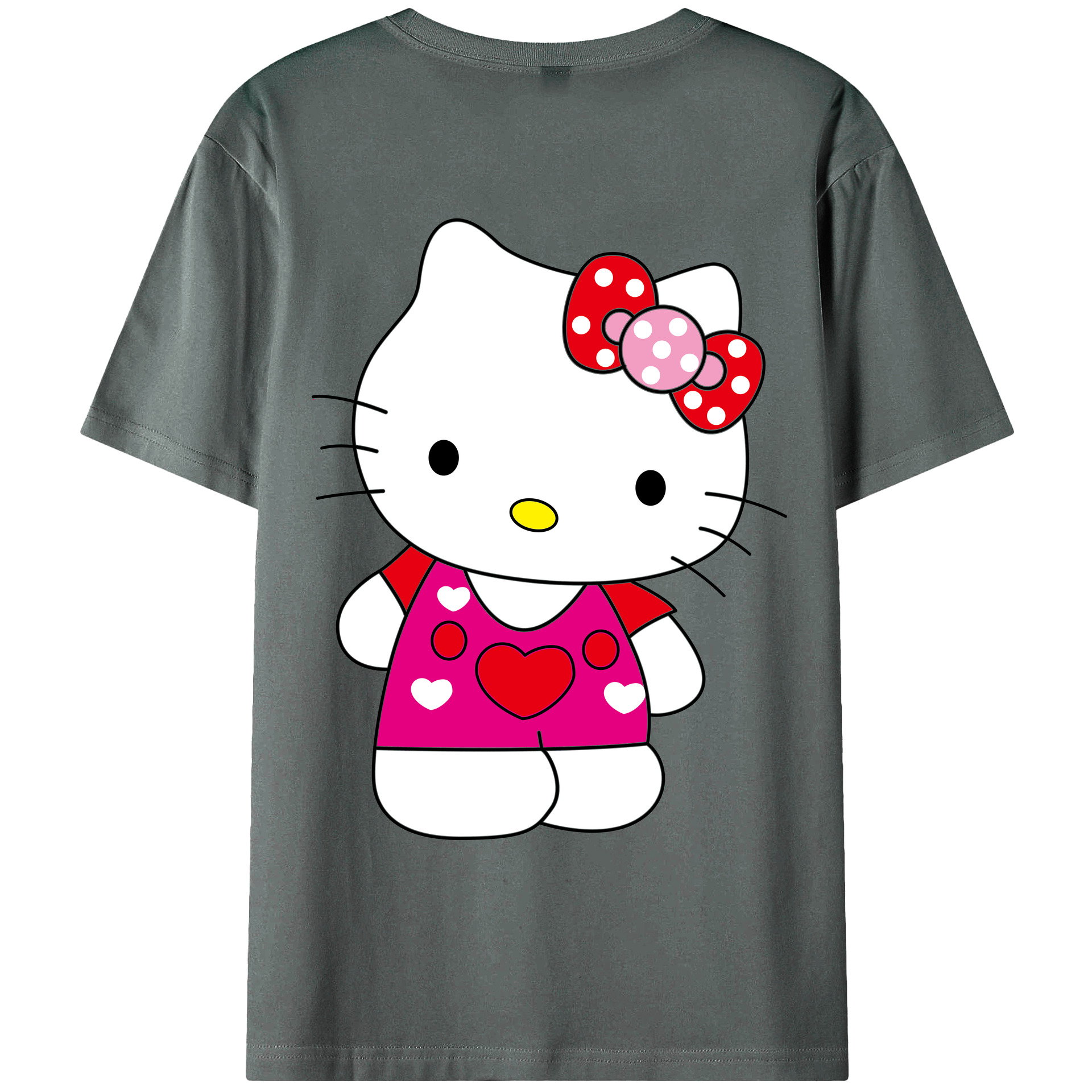 （画像用） Hello Kitty ハローキティ 綿100％ メンズ半袖Tシャツ（バックプリント） 通気性